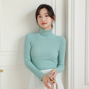 Turtleneck Sweater 2022 New High Neck Base Shirt Women's Inner Slim Fit Western Style All-match Sweater Top for Autumn and Winter