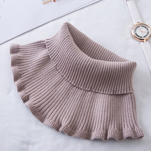 Cashmere Neck Sleeve for Men and Women Elastic Cervical Warm Wool Yarn Knitted Neck High Collar False Neck Protector Hair Band Scarf