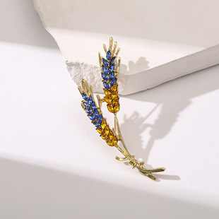 Factory wholesale rhinestone wheat brooch high-end exquisite fashion temperament plant series casual party clothing accessories