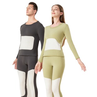 Men's thermal underwear suit padded patch couple pajamas bottoming shirt women's silk autumn clothing autumn pants wholesale winter