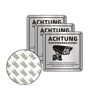 Amazon aluminum alloy monitoring board aluminum plate natural brushed warning sign with adhesive foreign trade foreign trade