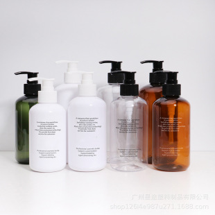 In stock white shower gel bottle pet plastic Press lotion bottle 200/300/500ml shampoo sub-packaging