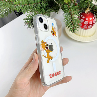 Magnetic cat and mouse Phone16Pro for Apple phone case 14Pro/15Pro animation 13 funny 12