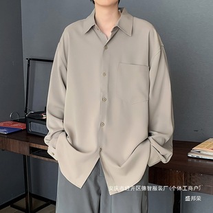 Factory very fairy long sleeve shirt men's Hong Kong style women's drape all-match all-match casual shirt coat sweethearts outfit