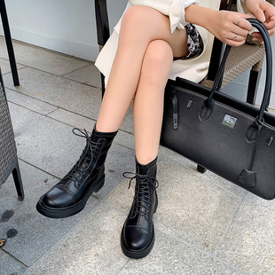 Inner Heightened Martin Boots 2022 New Thick-soled Women's Boots Genuine Leather British-style Boots White Short Boots Thin Stretch Boots