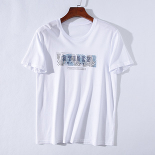 Foreign trade cut label men's clothing-comfortable skin-friendly refreshing leisure printing men's round neck short sleeve T-shirt summer bottoming short T