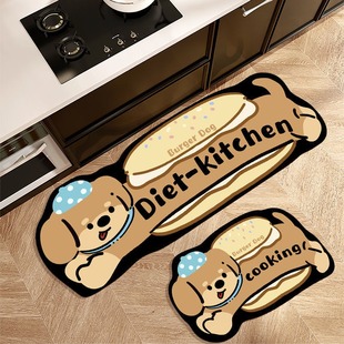Cartoon sausage dog kitchen diatom mud floor mat room special dirt-resistant wear-resistant easy to take care of cute absorbent mat bathroom floor mat