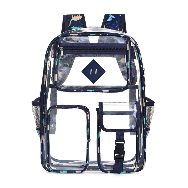 Spot Amazon Cross border Supply Transparent Backpack PVC Backpack PVC Schoolbag High Capacity Student Schoolbag