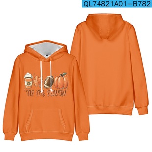 2024 cross-border creative printing 3D digital casual loose men's and women's hooded sweater