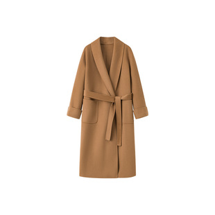 [Ben Chu] Qingguo collar loose bathrobe double-sided cashmere coat women's winter lace-up long knee-length wool coat