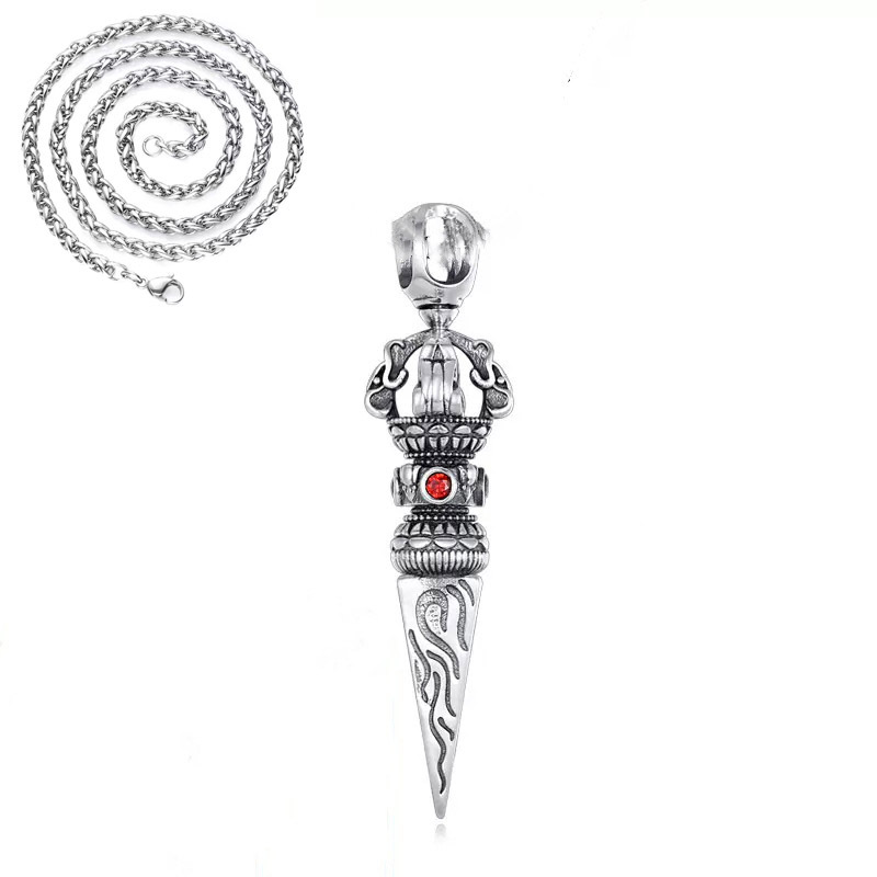S925 Sterling Silver Magic-Reducing Diamond Pestle Necklace Pendant Pendant Retro Style Old National Trend Men's Stylish Fashion Niche