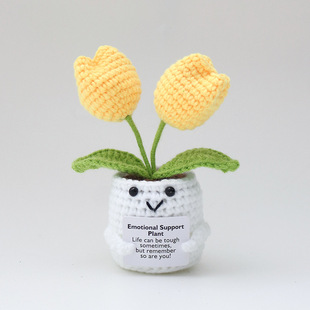 Tulip potted cross-border Amazon doll wool hand-crocheted finished positive energy multi-color floret