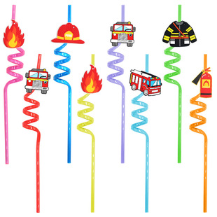 20-piece fire truck keychain flame fire extinguisher straw ambulance rescue clothes racket ring