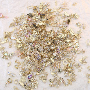 Cross-border new metal nail jewelry alloy light luxury rhinestone bow nail decorations mixed factory wholesale