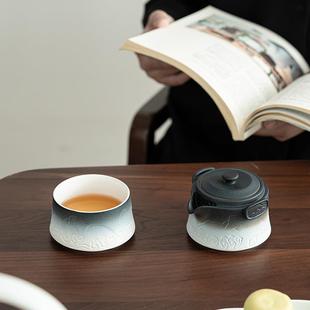 Travel Tea Set Set Japanese Style One Pot One Cup Single Tea Maker Simple Outdoor Portable Quick Cup Household Stoneware