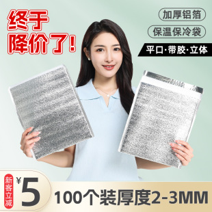 Takeaway Heat Preservation Bag Aluminum Foil Refrigeration Heat Insulation Special Aluminum Film Bag Barbecue Pizza Fast Food Packing Aluminum Film Bag Thickened