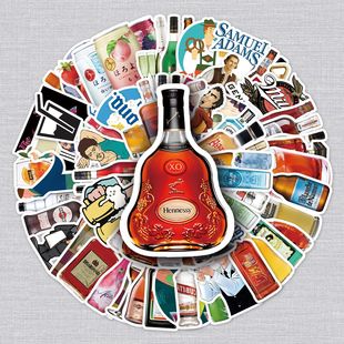 67 Stylish Personalized Wine Bottle Stickers Luggage Scooter Laptop Self-adhesive Car Waterproof Stickers