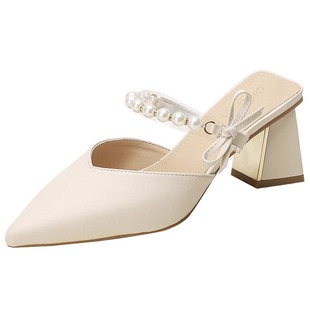 IL6 Fashion Baotou Sandals Women's 2024 New Summer and Autumn Middle Heel Thick Heel Fairy Style Elegant One Word with Roman Law