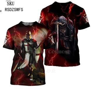 2023 Summer New Full Body PrinT KnighTs Templar 3d T-shirT Funny Harajuku ShorT Sleeve STreeT Cool Casual T-shirT
