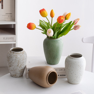 On-the-way Retro Ceramic Small Vase High-level Living Room Hallway Flower-arranging Decorative Dining Table Hydroponic Flower Ornaments