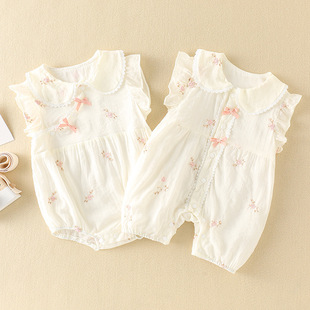 Baby Clothes Summer Wear Thin Newborn Girl Baby Jumpsuit Princess Full Moon Hundred Days Ha Clothes Summer Bag Fart Clothes