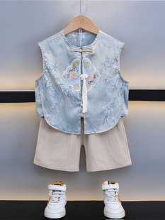 Boys' Tang Suit Children's 2025 New Summer Chinese Style Vest Hanfu Little Gentleman First Birthday Performance Outfit