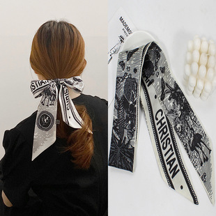 Vintage Silk Scarf Hair Band Summer Bow Hair Ring Women's Bag Jewelry Fruit Hood Stall Hair Accessories Children's Headline