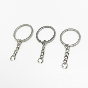 Manufacturer in stock silver key ring 30 flat ring with 4-section chain combination key chain ring keychain accessories