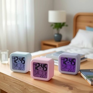 Cube multi-function color LED alarm clock, Cube multi-function clock with colorful night light