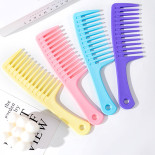 Factory direct macaroon color plastic hair comb with thick wide teeth big knife comb big wave long hair curly hair