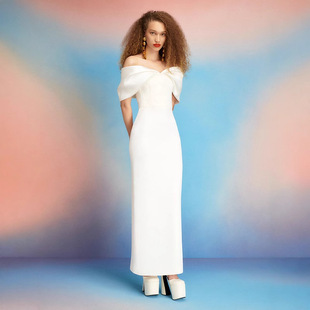 European and American Cross-border Hot Sexy Off-shoulder Collar White Hip Bandage dress Elegant Elegant Dinner Dress