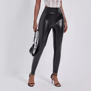 Cross-border Amazon Europe and the United States new women's pants nightclub fashion tight pencil pants waist hip PU leather pants