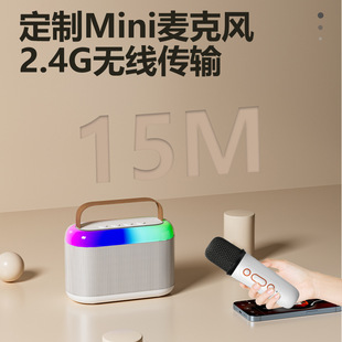 New Cross-border Portable Outdoor Bluetooth Wireless KaraOKe Microphone Home Singing Audio Microphone All-in-one Machine