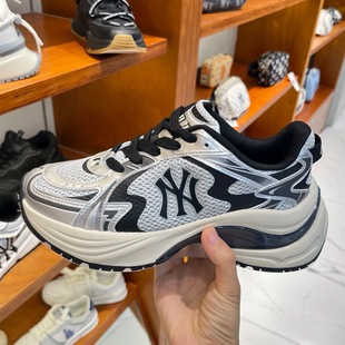 Putian Shoes Pure Original MLB Velcro Thick Sole Height Increasing Men's and Women's All-match Sports Casual Shoes NY Retro Senior Shoes