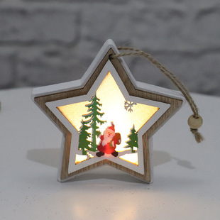 New Christmas decorations Christmas lights glowing wooden pendant Christmas tree pendant Christmas gift
