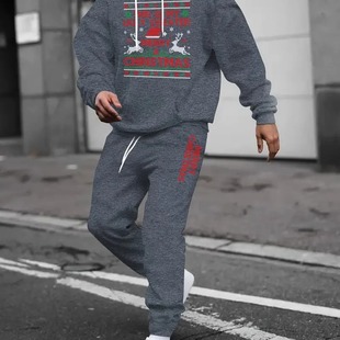2024 Spring and Autumn New hooded sweater 3D sportswear men's outdoor suit neutral casual all-matching two-piece suit