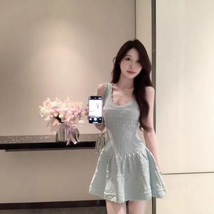 JustQin Gentle Secret 2025, новое летнее трикотажное платье-жилет с талией, сексуальное платье для женщин