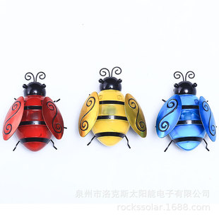 Amazon new solar bee lamp garden decoration wall hanging lamp outdoor lawn iron waterproof LED lamp