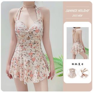One-piece Swimsuit Women's Conservative Sexy Hot Spring Cyber Popular High-end Swimsuit Floral Slimming Small Breasts Pure Desire