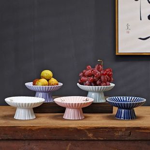 Chinese-style ceramic goblet fruit plate snack plate tea snack plate dried nut pastry fruit plate Tea Room restaurant dish