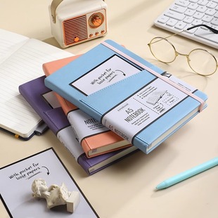 Creative strap notebook custom a5 thick notebook high color value hand book notepad stationery wholesale b6 horizontal line book