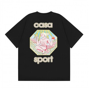 Casablanca Casablanca Fashion Brand 23ss New Cotton Short-sleeved T-shirt Men's and Women's Half-sleeved Summer