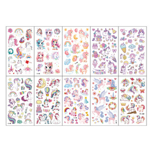 Cross-border children tattoo stickers cartoon dinosaur animal mermaid unicorn disposable water transfer printing birthday party