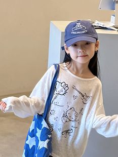 Детская корейская футболка с длинным рукавом с диким принтом солнцезащитная футболка