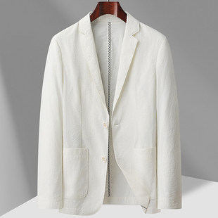 Men's Casual Suit 2025 Spring and Summer Light Luxury Thin Business Single Western Solid Color Wrinkle Suit Jacket for Men
