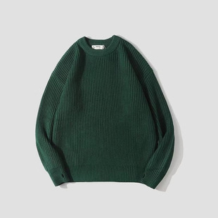 Heavy Japanese All-match Couple Autumn and Winter Men's Warm Solid Color Round Neck Casual Loose Pullover Sweater Sweater