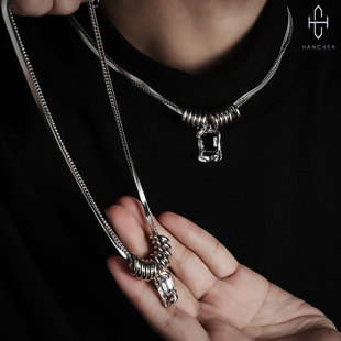 Titanium Steel Ring Hao Shi Double-Layer Necklace Men's Cool Street Style Hip-Hop Double-Layer Niche Circle Tassel Sweater Chain Women's Trendy
