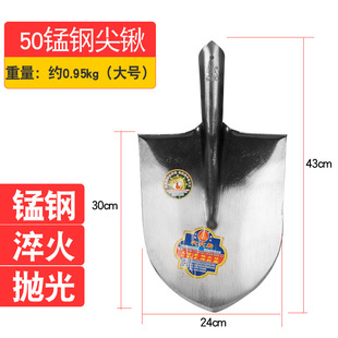 Iron Shovel Digging Agricultural Turning Pointed Head Spade Head Multifunctional All-Steel Flower Planting Vegetable Small Shovel Flat Head Spade