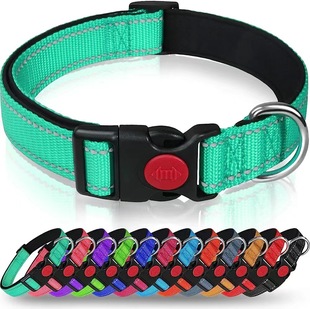 Amazon explosions pet collar diving cloth reflective nylon dog collar traction rope spot wholesale