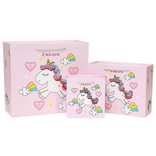Children's Day Full Moon Birthday Gift Bag Cartoon Unicorn Return Gift Packaging Accompanying Gift Handbag Paper Bag
